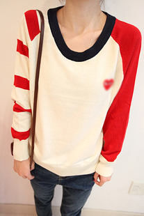 FS831 women's o-neck classic love pattern long-sleeve knitted pullover sweater female long-sleeve