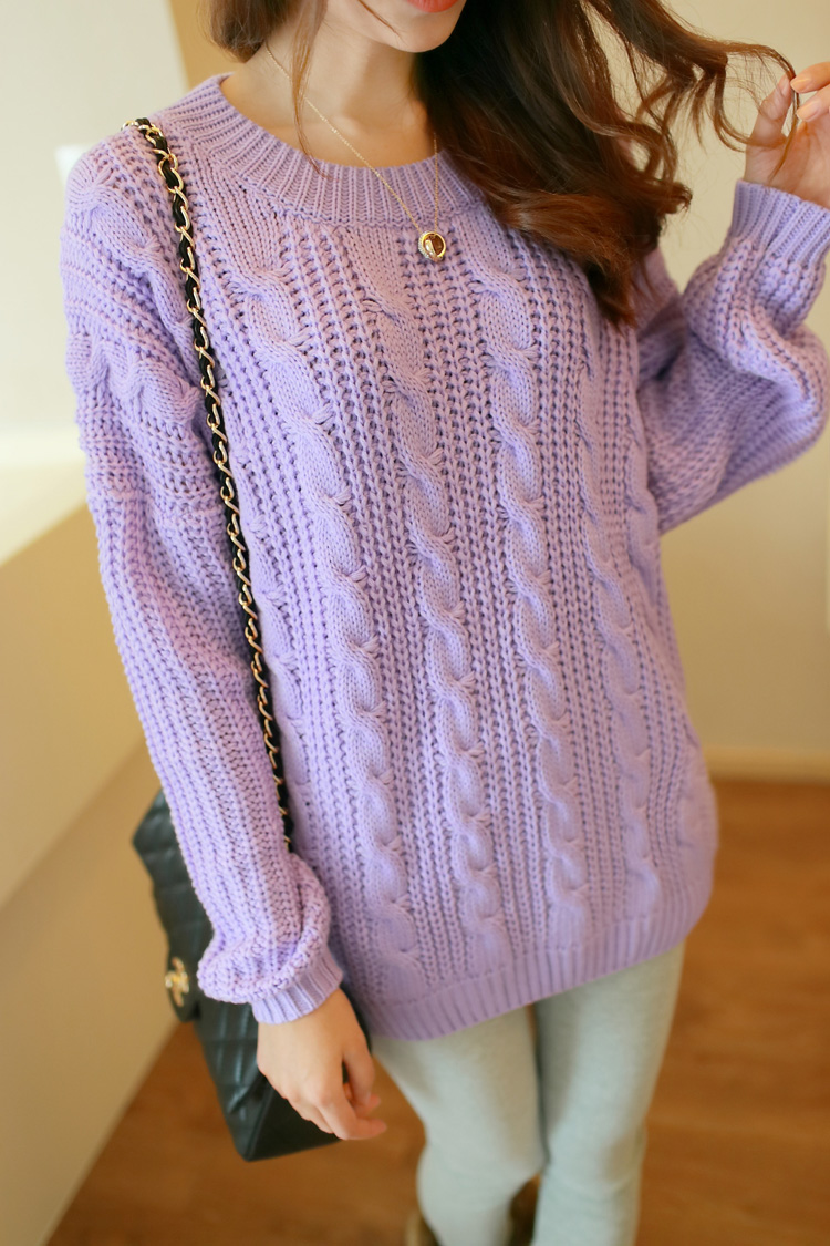 FS906  all-match o-neck batwing sleeve patchwork sweater female
