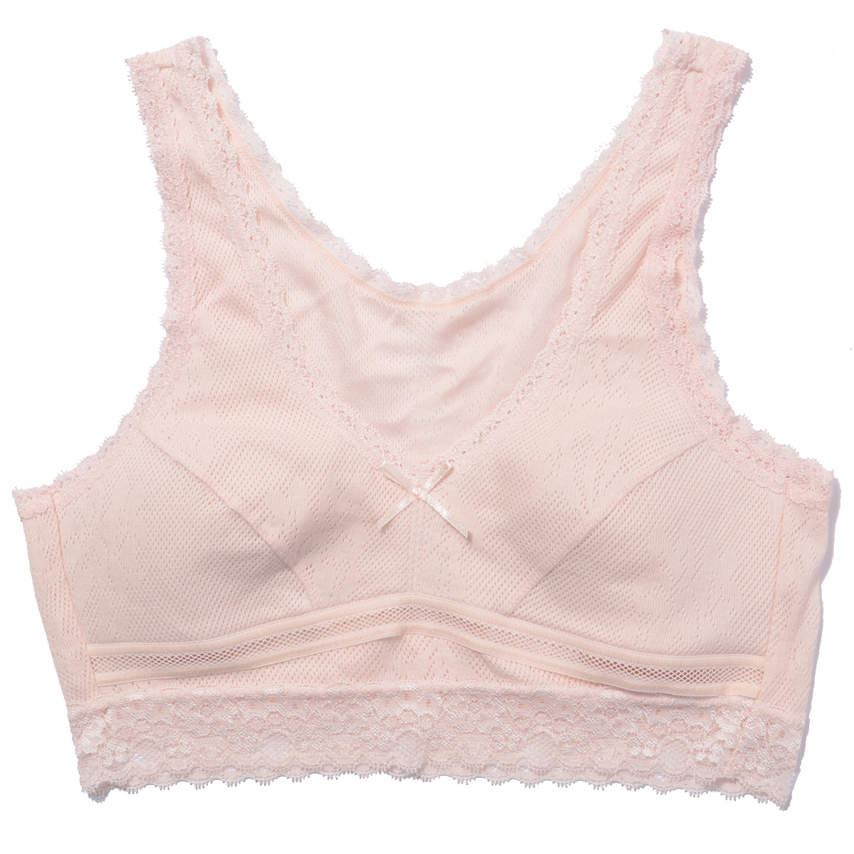 Full cup sports bra wireless 100% full lace cotton sweat absorbing breathable vest design bra