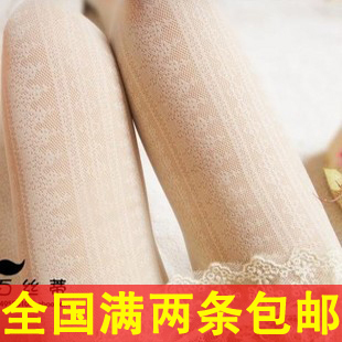 Full lace pantyhose summer ultra-thin vintage white stockings female