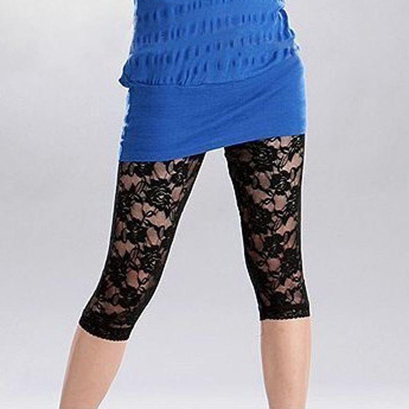 Full lace rose cutout legging capris