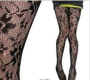 Full Lace Roses Hollow Leggings Casual Pantyhose Black For The Modern Lady and Woman (15pcs/lot) free shipping