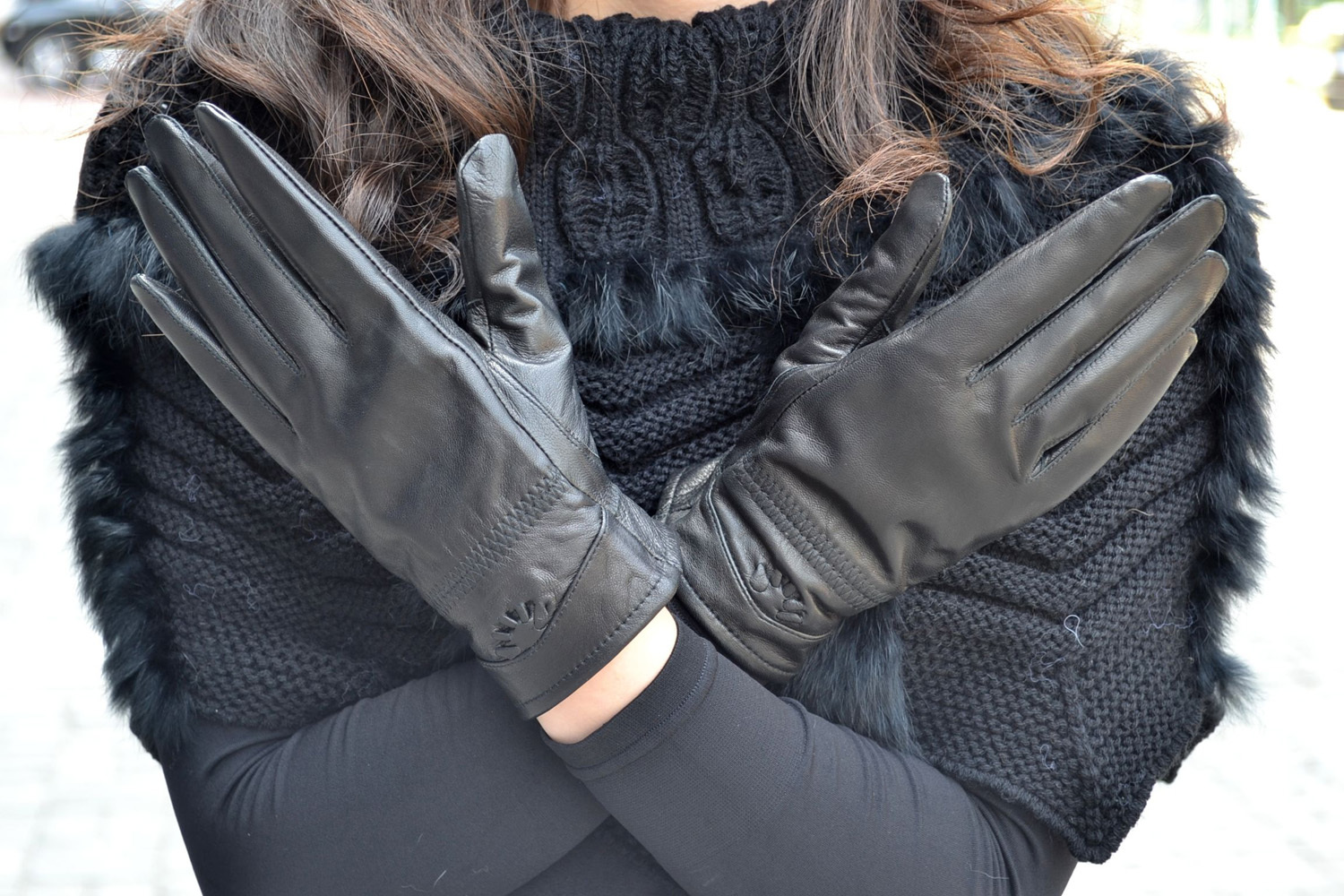 Full leather sheepskin gloves female genuine leather gloves mitten box