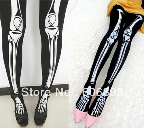 Funny Halloween Skeleton Leggings Bone Skull Tights Punk Women Pantyhose Legging Stocking