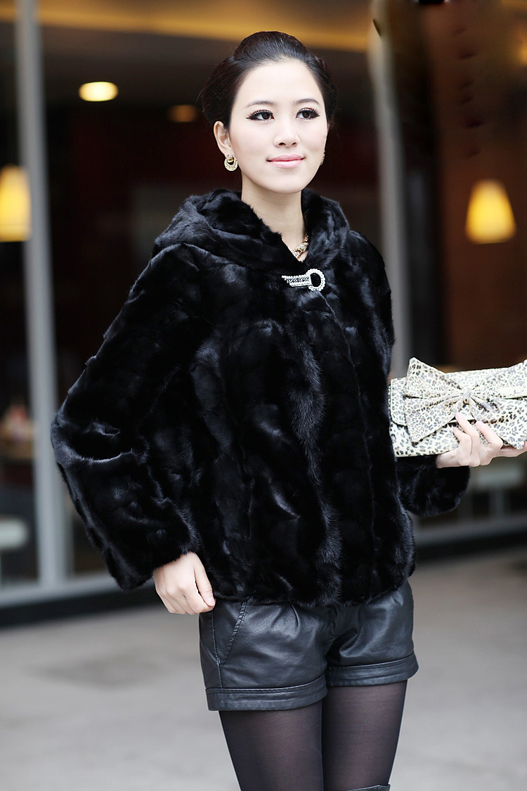 Fur 2012 mink short design outerwear fight mink fur overcoat black