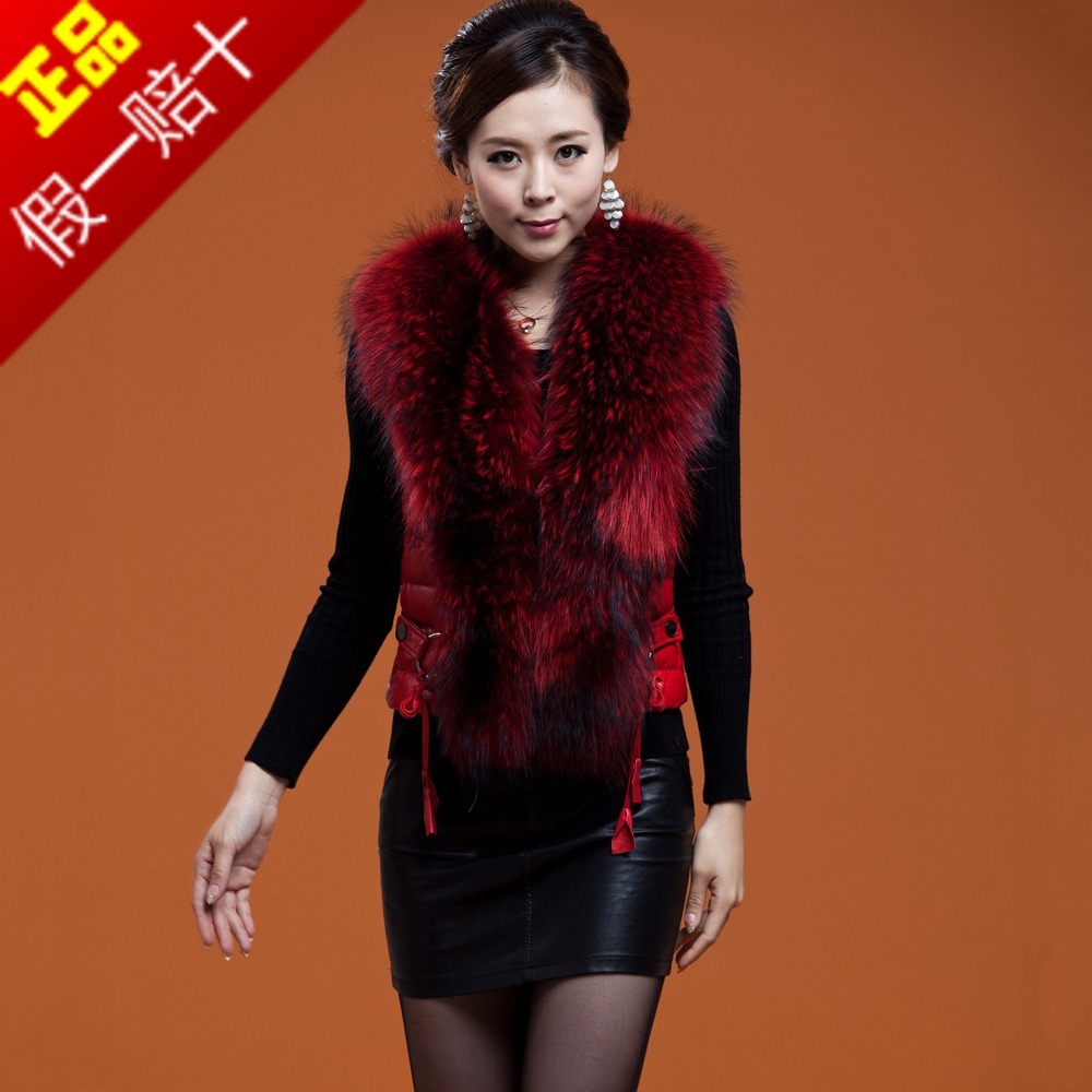 Fur 2012 raccoon fur vest female short design vest fur coat
