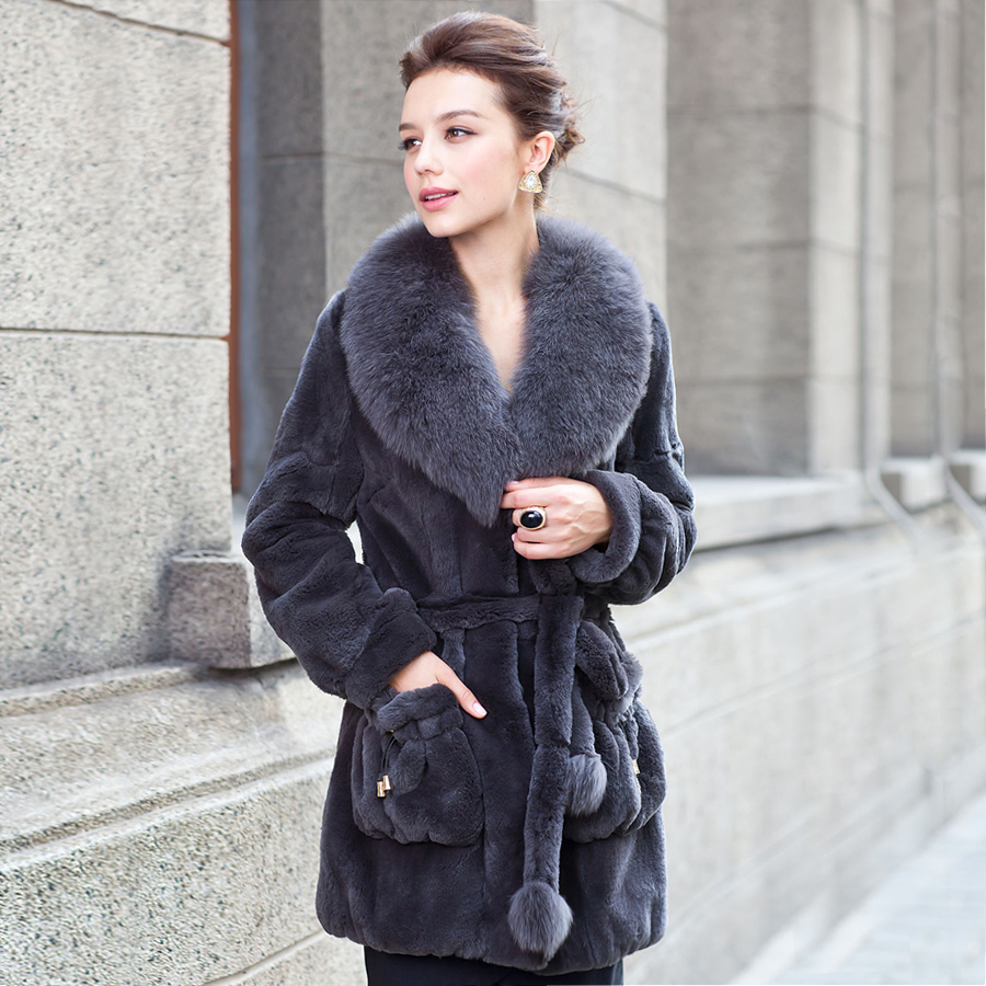 Fur coat 2012 full leather rex rabbit hair long design slim fox fur 1926