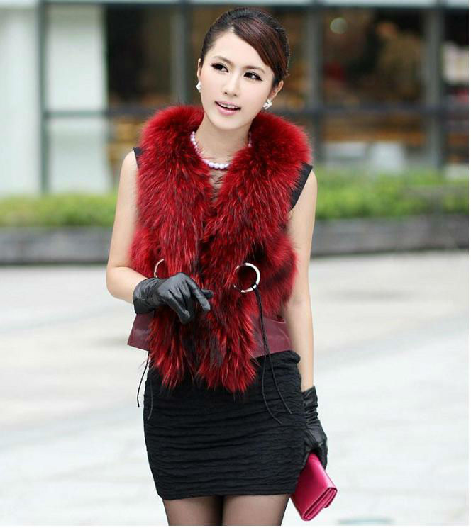 Fur coat fox vest wrap outwear certified products