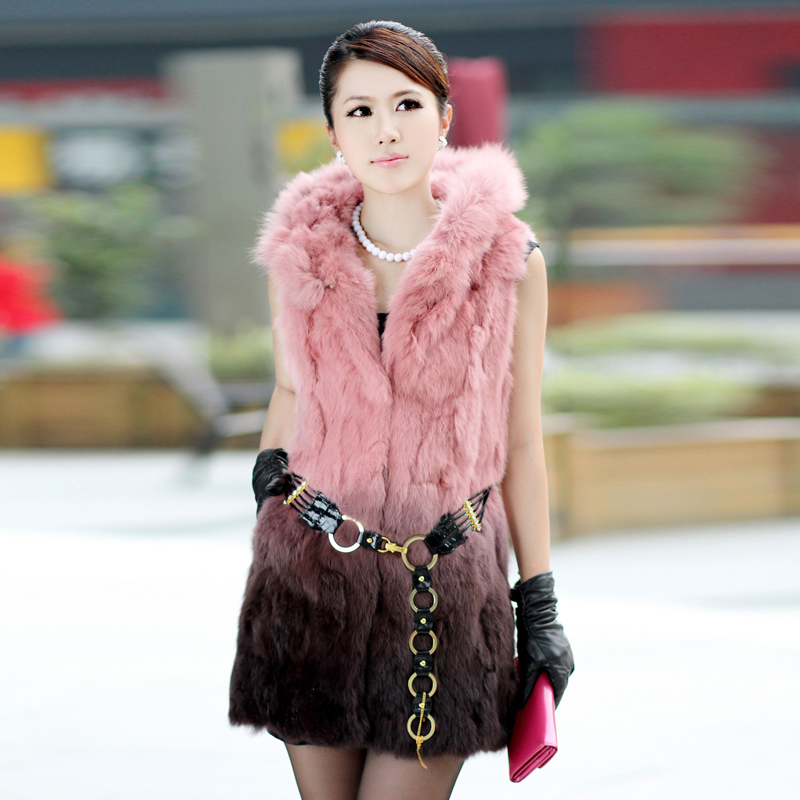 Fur coat fur outerwear 2012 rabbit fur vest medium-long