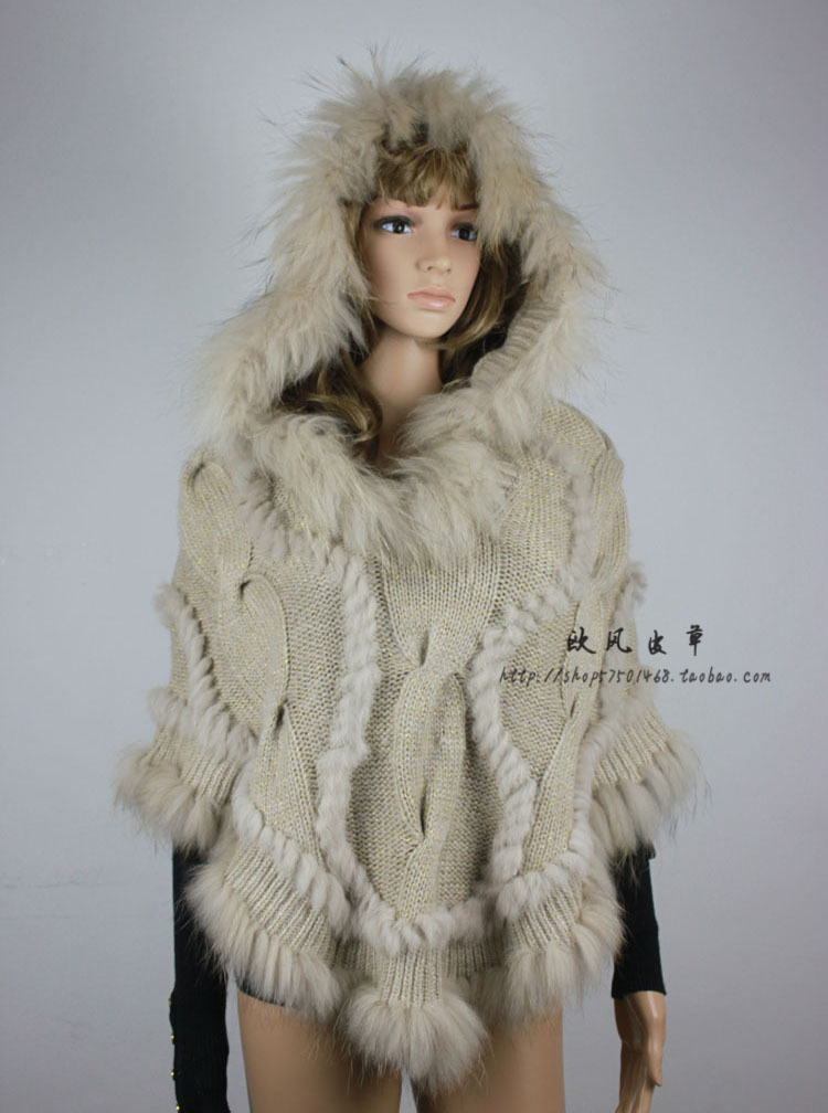 Fur collar irregular knitted shawl personality bats sweater pullover loose plus size outerwear