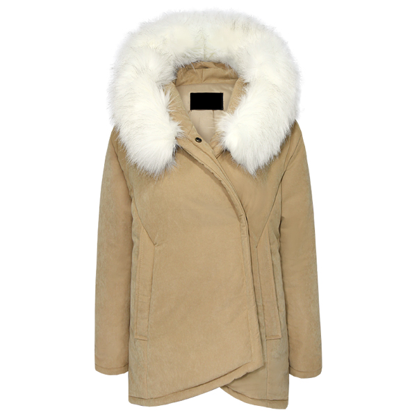 fur collar irregular miss lady involucres bread cotton-padded jacket partysu wadded jacket outerwear