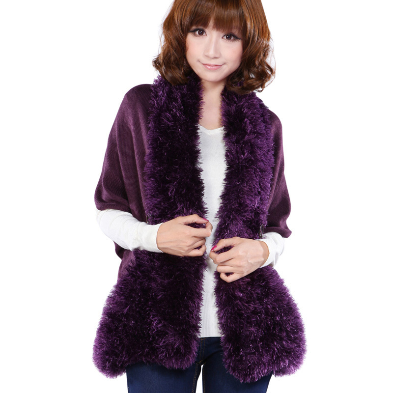 Fur collar sweater cardigan batwing shirt 2013 spring batwing sleeve loose sweater Women outerwear 0342