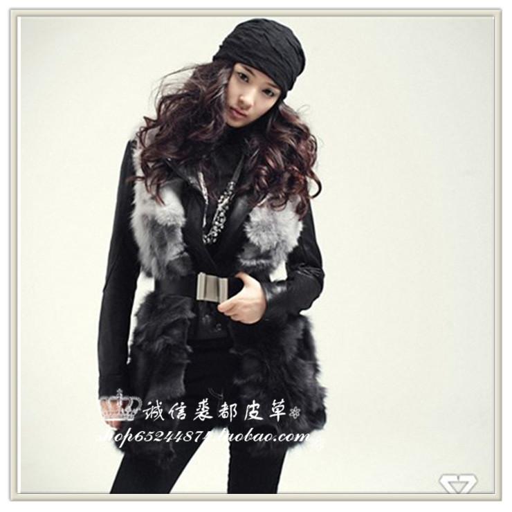 Fur gradient color fox fur vest fur vest medium-long fur vest fur coat
