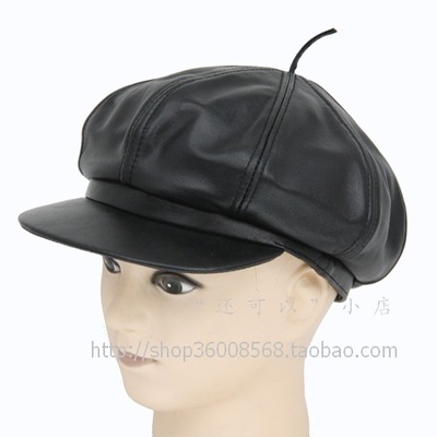 Fur hat leather hat genuine leather hat watermelon hat painter cap