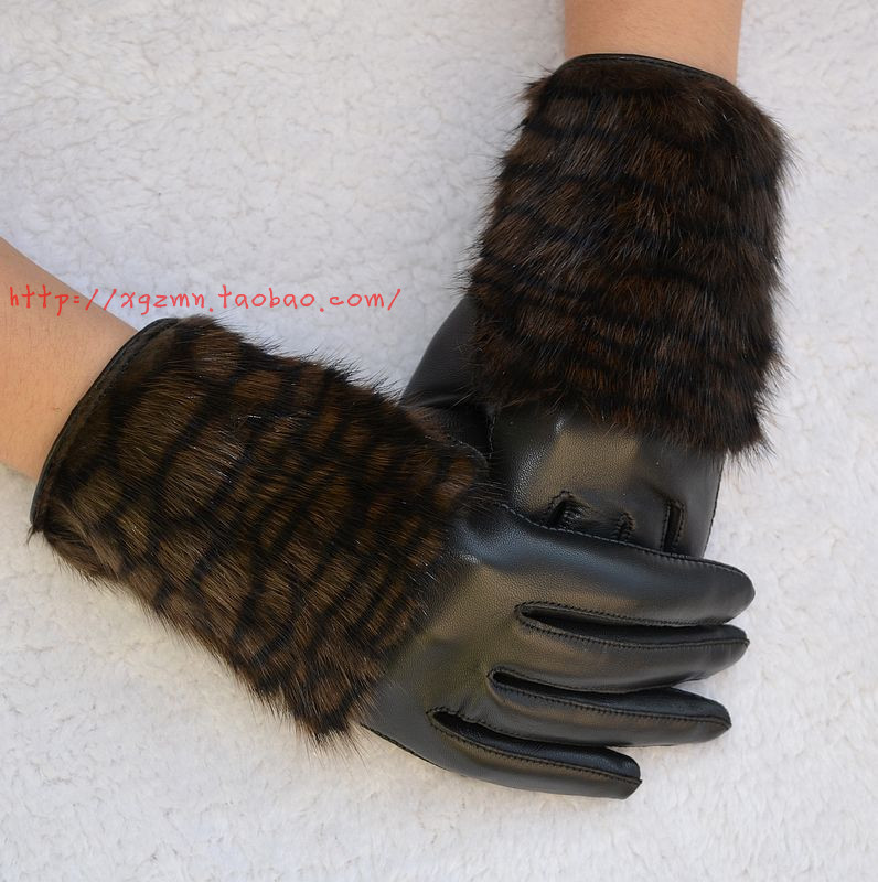 Fur rabbit fur gloves fashion women genuine leather gloves mink hair suede gloves