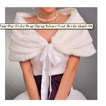 Fur Stole Wrap Shrug Bolero Coat Bride shawl #04