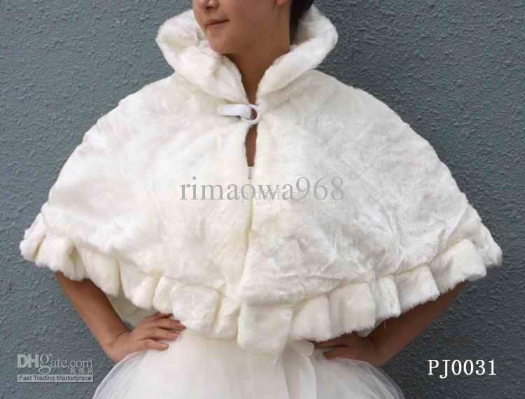 fur wedding bridal Red &white& pashmina wrap dress smock cloak shawl