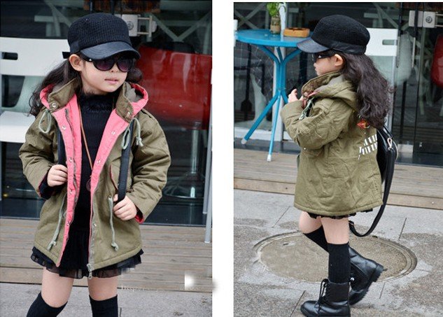 FY-114,5 pcs/lot 2012 christmas baby thick cotton outerwear cartoon gril hooded dust coat winter kid garment wholesale