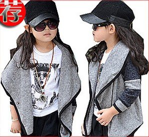 FY-124,5 pcs/lot hot sell baby thick outerwear fashion girl korean style woolen yarn dustcoat winter children garment wholesale