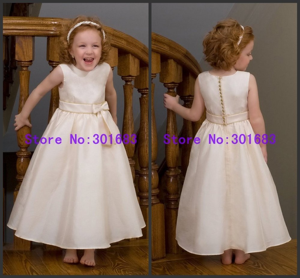 G030 Free Shipping New Arrival Latest Taffeta White Child Dress Flower Girl Dresses