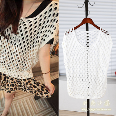 Gagai summer women's sleeveless computer crochet cutout sweater b314