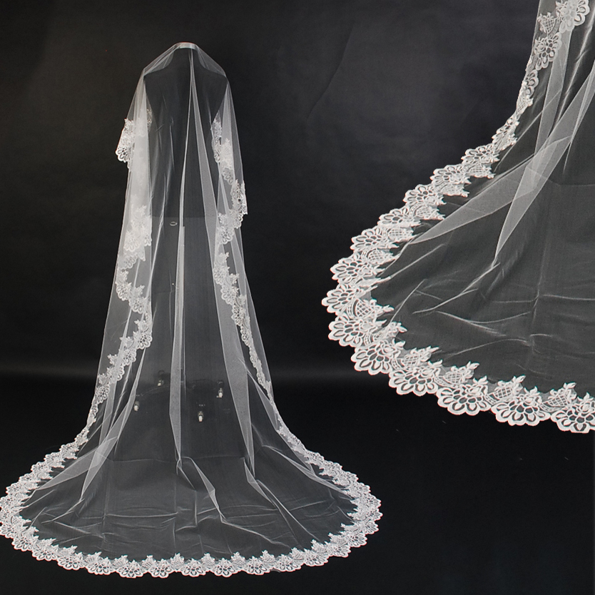 Gala wedding accessories 3 meters romantic classic big laciness veil w56
