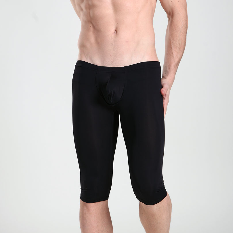 Gauze male internality manview capris transparent male tight knee-length pants m03-13
