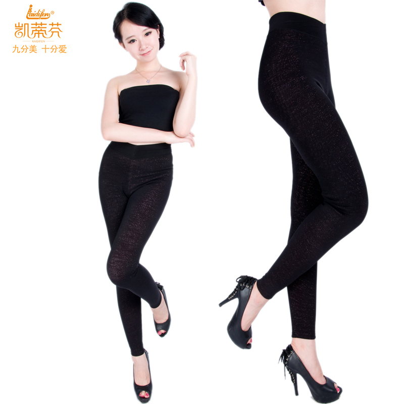 Gauze silver high waist double layer thick warm pants legging 8324