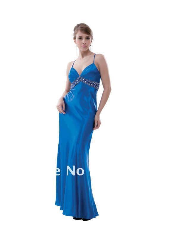 GD2873 magnific spaghetti strap beaded blue prom dress