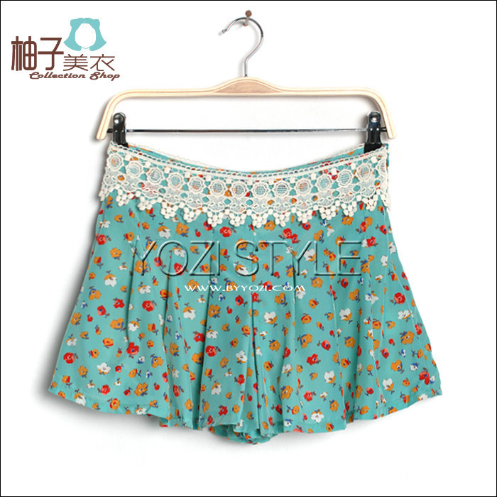 Ge016-014 summer new arrival 2012 fashion women's lace chiffon silk culottes