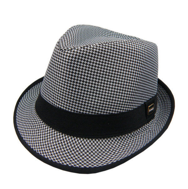 General fashion elegant billycan black and white houndstooth cap stage performance cap small fedoras b11018