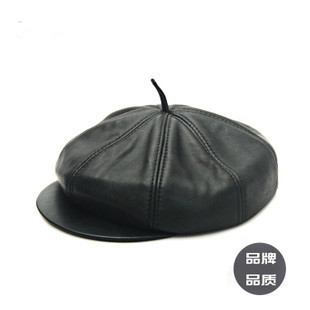 General genuine leather sheepskin hat octagonal cap newsboy cap painter cap thermal windproof