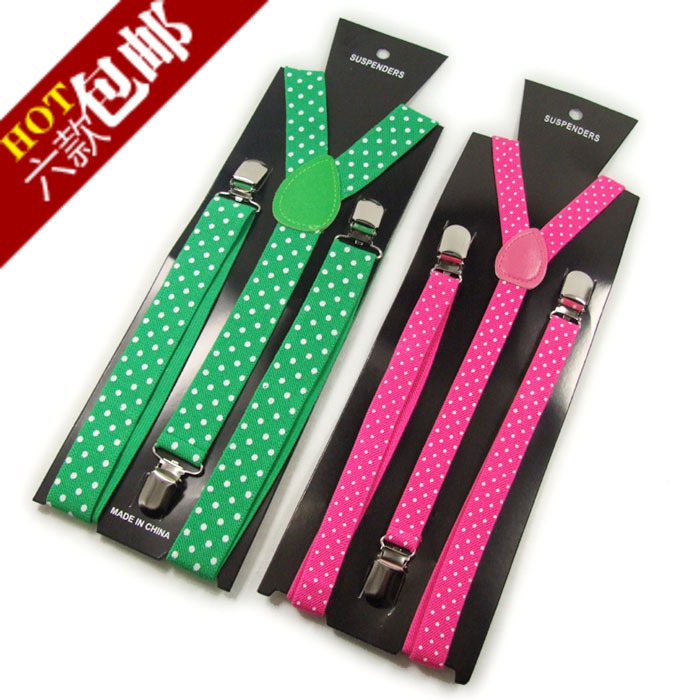 General suspenders dot suspenders multicolour y suspenders 3 clip belt all-match