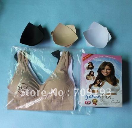 Genie Bra with Removable Pads Free Shipping 30pcs/lot(=10sets) with colorbox