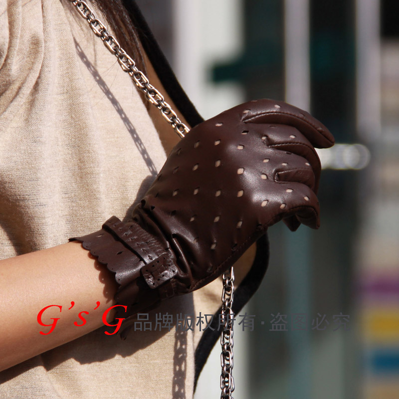 Gentlewomen short design thermal genuine leather gloves top suede gloves gsfw10026