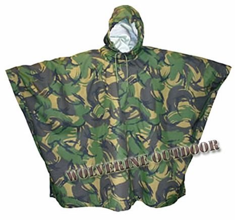 Genuine British Army Issue Woodland DPM Camouflage Ripstop Poncho 61004(Military Poncho Outdoor Poncho)