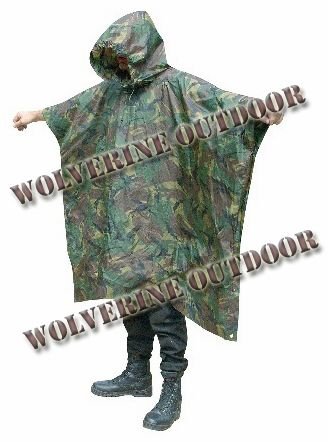 Genuine British Army Issue Woodland DPM Camouflage Ripstop Poncho 61016(Military Poncho Outdoor Poncho)