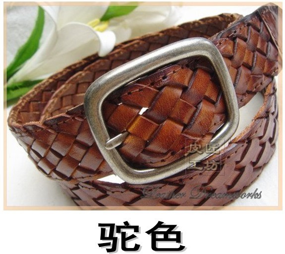 Genuine leather all-match knitted strap women's genuine leather female belt fashion pin buckle