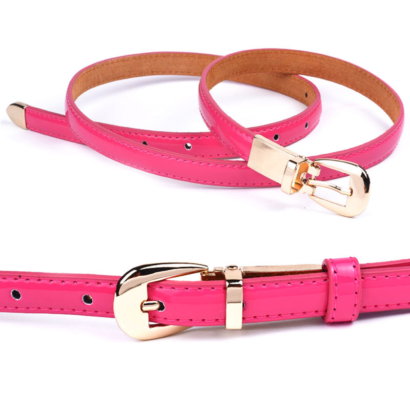 Genuine Leather All-match Women's Thin Belt Female Candy Color Japanned Leather Strap Casual Belt Free Shipping YWJR1109