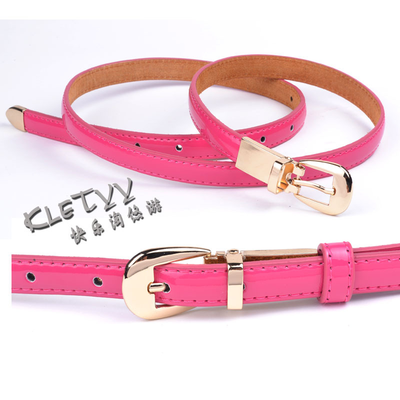 Genuine leather all-match women's thin belt female japanned leather candy color strap casual belt