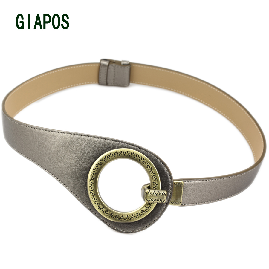 Genuine Leather Belt Giapos Long short at random women's fashion metal hasp belt strap cummerbund female