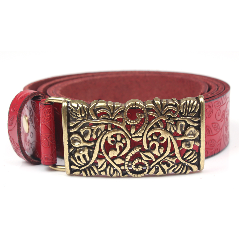 Genuine leather carved women's strap genuine leather decoration belt female fashion all-match strap vintage cutout