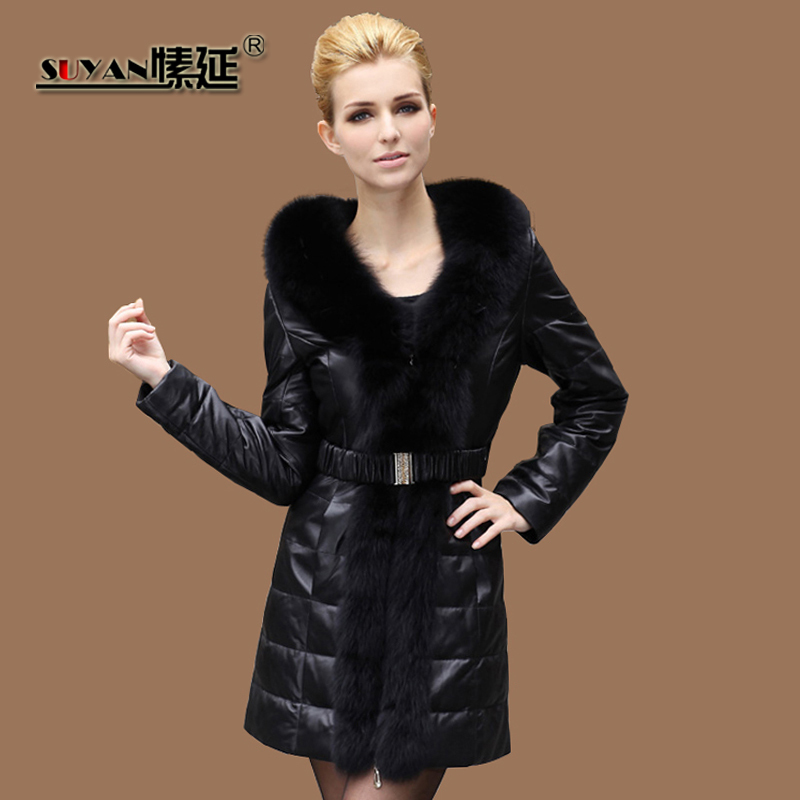 Genuine leather clothing 2012 female medium-long fur collar sheepskin genuine leather down coat sy1117