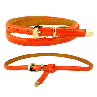 Genuine leather fashion all-match women's thin belt female candy color japanned leather strap female strap