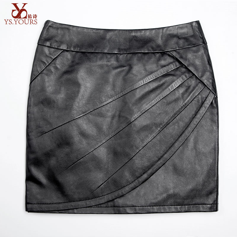 genuine leather female short skirt step tailored bust skirt