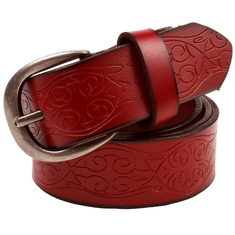 Genuine leather genuine leather belt strap women's belt fashion all-match style pin buckle round buckle vintage belt