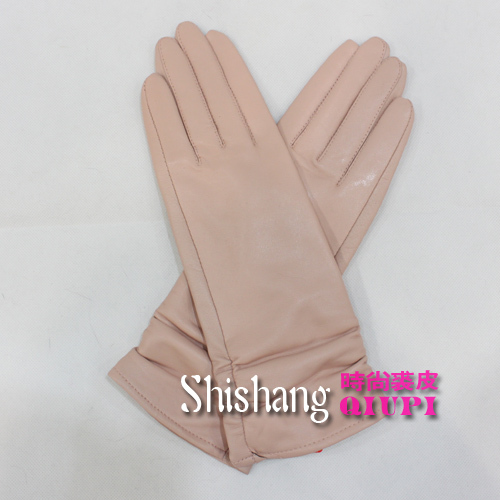 Genuine leather gloves 30cm pink belt women's sheepskin long gloves formal dress gloves t ruslana korshunova