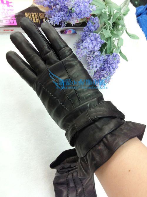 Genuine leather gloves eco-friendly women's sheepskin gloves fashion winter repair laciness fashion female thermal gloves