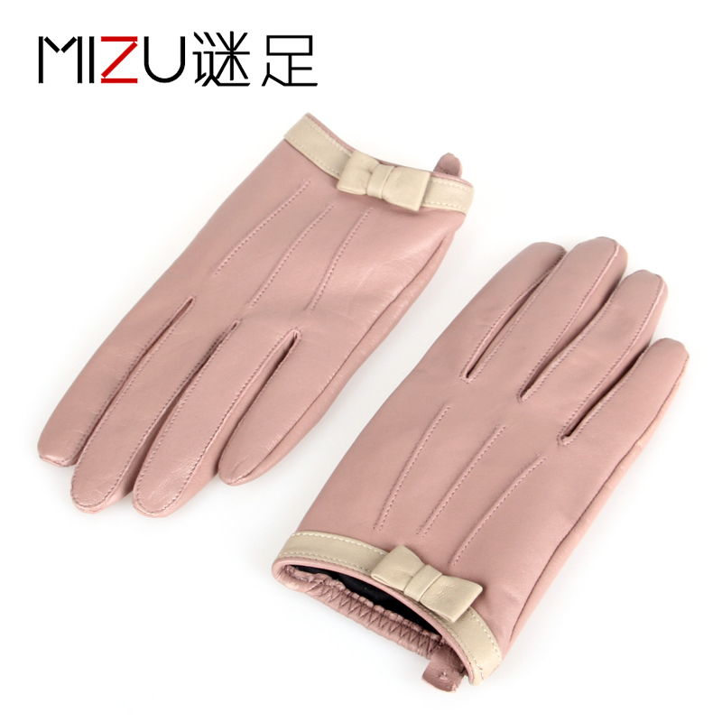 Genuine leather gloves female bow fashion sheepskin genuine leather gloves star