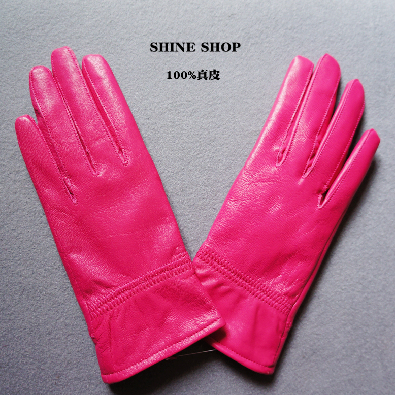 Genuine leather gloves sheepskin women's repair long gloves plus velvet thermal soft rose